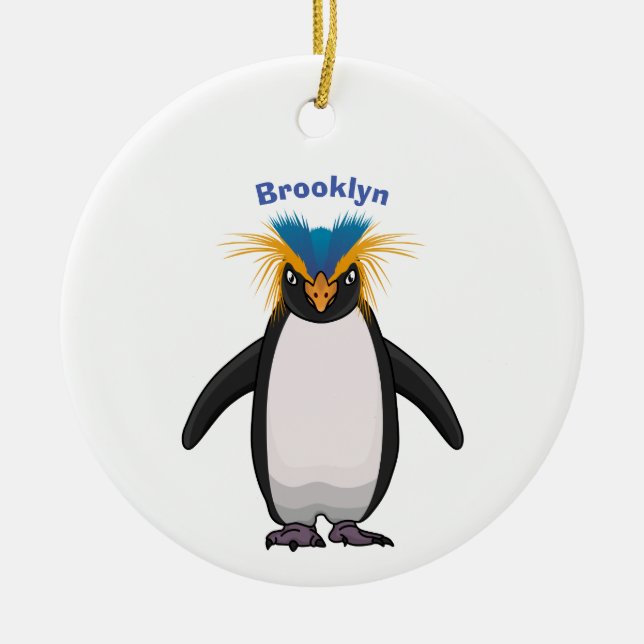 Cute macaroni penguin cartoon illustration keramik ornament (Vorne)