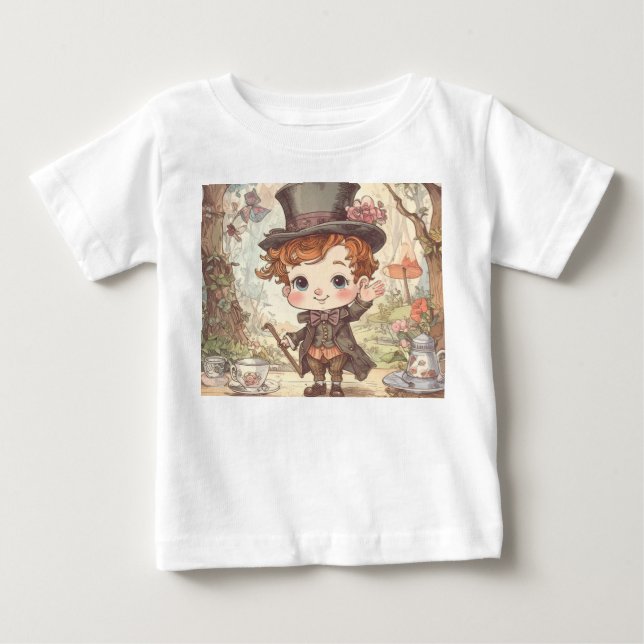 Cute Mad Hatter Whimsical Wonderland Woodland Art Baby T-shirt (Vorderseite)