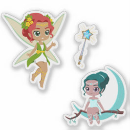Cute Magical Fairy Girl Fantasy Vinyl Sticker Set