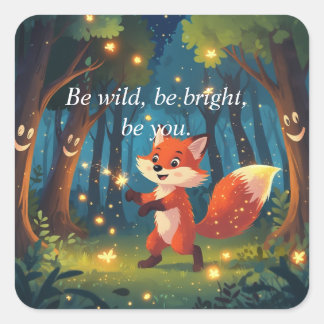 Cute Magical Fox Quadratischer Aufkleber