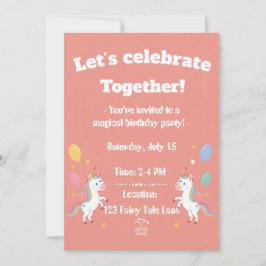 Cute Magical Unicorn Invite Einladung