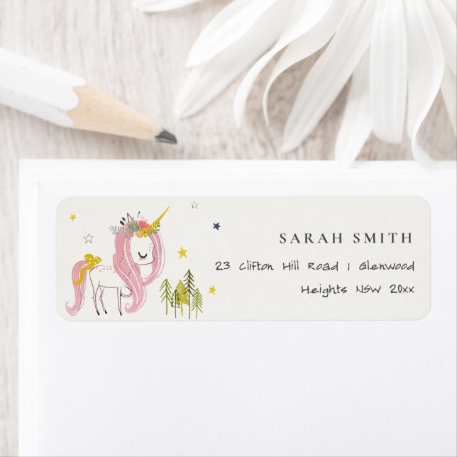 Cute Magical Unicorn Pink Yellow Kids Birthday (Insitu)
