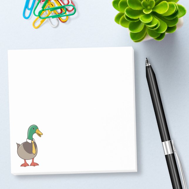 Cute Mallard Duck White Collar Necktie Post-it Klebezettel (Von Creator hochgeladen)