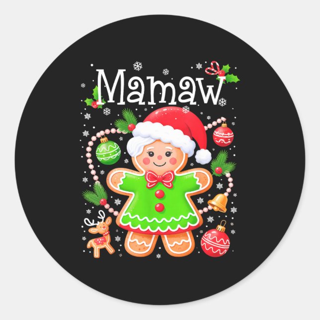 Cute Mamaw Gingerbread Family Matching Christmas C Runder Aufkleber (Vorderseite)