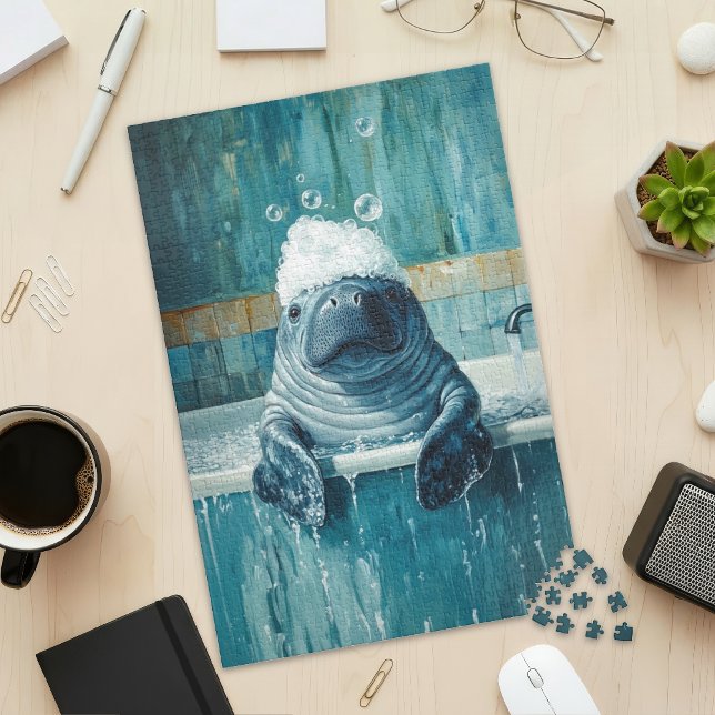 Cute Manatee in Bubble Bath Jigsaw Puzzle (Von Creator hochgeladen)