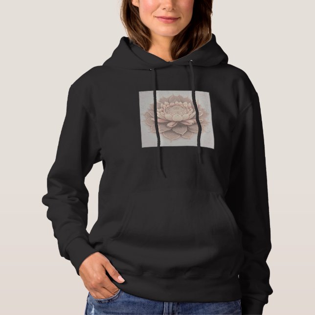 Cute Mandala Lotus Flower Illustration Unique Wome Hoodie (Vorderseite)