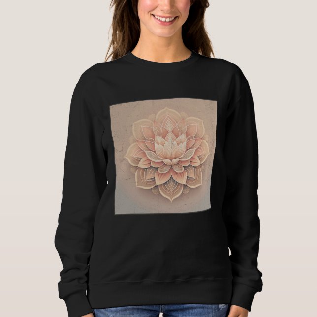 Cute Mandala Lotus Flower Illustration Unique Wome Sweatshirt (Vorderseite)