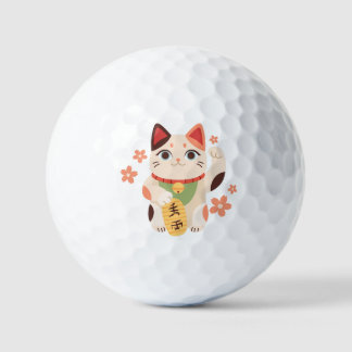 Cute Maneki Neko Lucky Cat Golf Balls Golfball