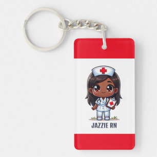 Cute Manga Black Nurse Cheveux Brown et yeux perso