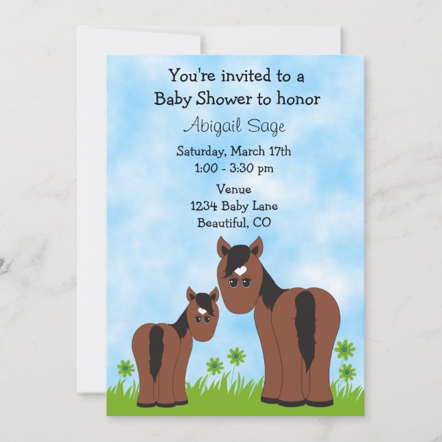Cute Mare et Foie Baby shower Invitation (Devant)