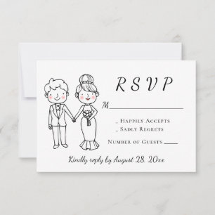 Cute mariée Groom Noir Blanc Mariage RSVP