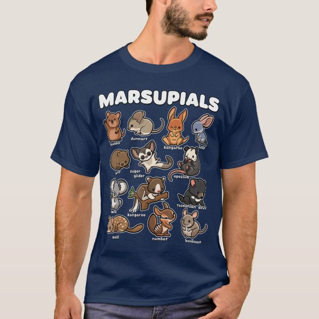 Cute Marsupials Animal Collection Funny Cartoon Wi T-Shirt (Vorderseite)