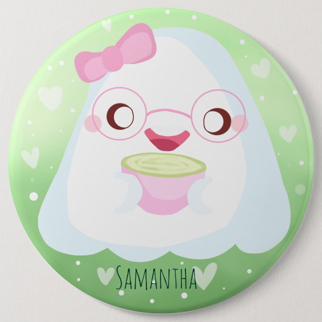 Cute Matcha Latte Ghost Button (Vorderseite)
