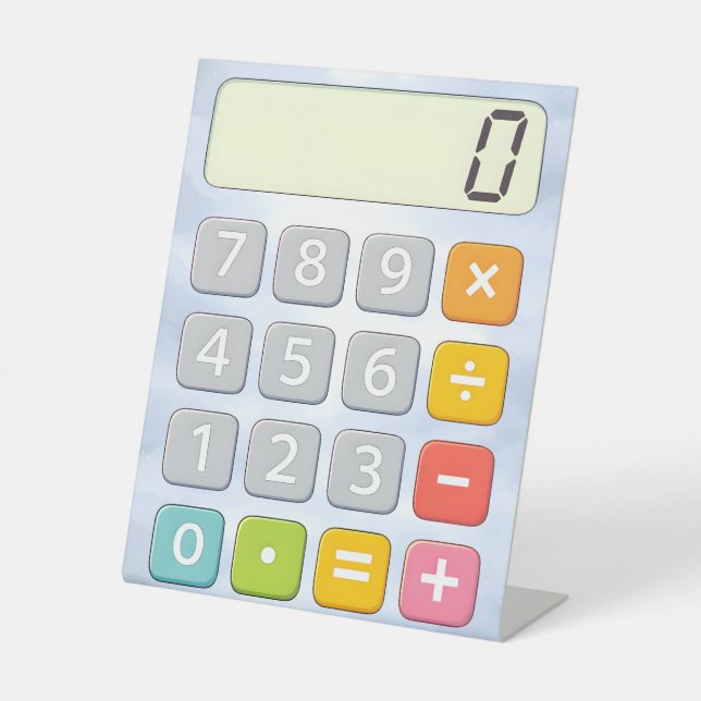Cute Maths Calculator Desk Art for Kids Sockelschild (Vorderseite)
