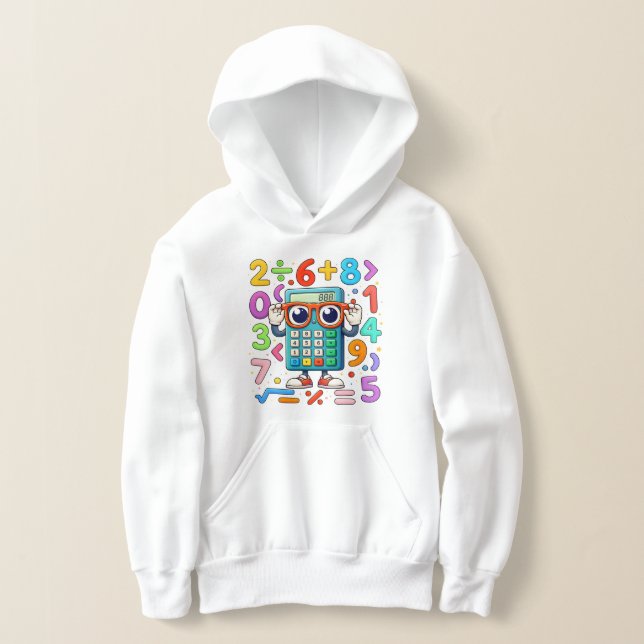 Cute Maths Calculator Hoodie for Kids School (Poser)