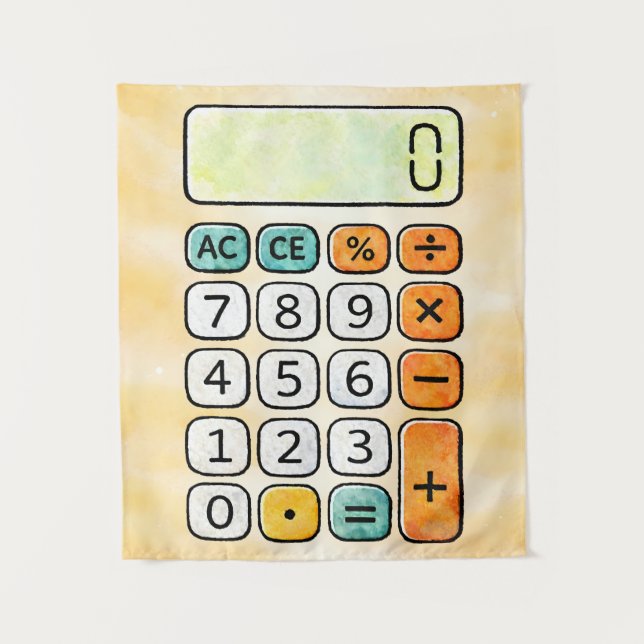 Cute Maths Calculator Poster for Kids Wandteppich (Vorderseite)