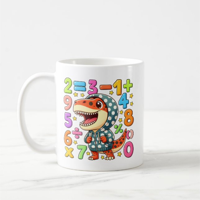 Cute Maths Dinosaur Numbers Mug for Kids (Gauche)