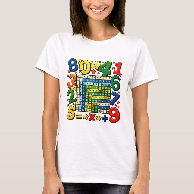 Cute Maths Numbers Calculator Cartoon T Shirt Kids (Vorderseite)