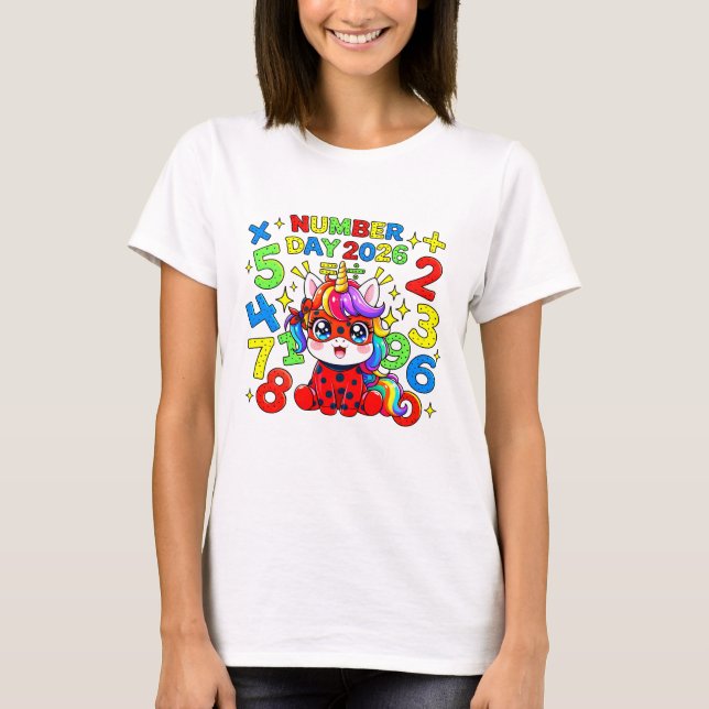 Cute Maths Numbers Ladybird Number Day T Shirt UK (Vorderseite)