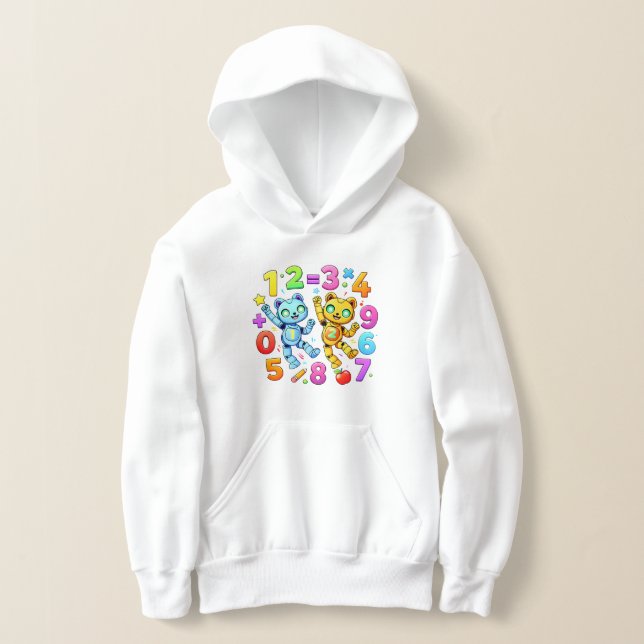 Cute Maths Numbers Pattern Cartoon Hoodie Kids UK! (Poser)