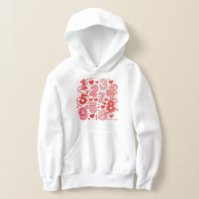 Cute Maths Numbers Pattern Hoodie for Kids (Poser)