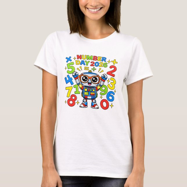 Cute Maths Numbers Robot Calculator T Shirt Kids!! (Vorderseite)