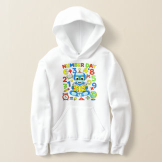 Cute Maths Numbers Robot Number Day Hoodie Kids
