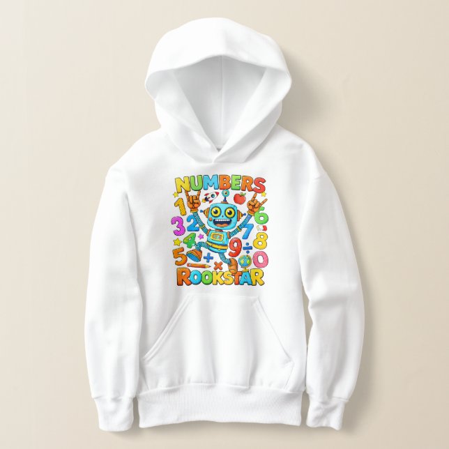 Cute Maths Numbers Rockstar Cartoon Hoodie Kids UK (Ablage )