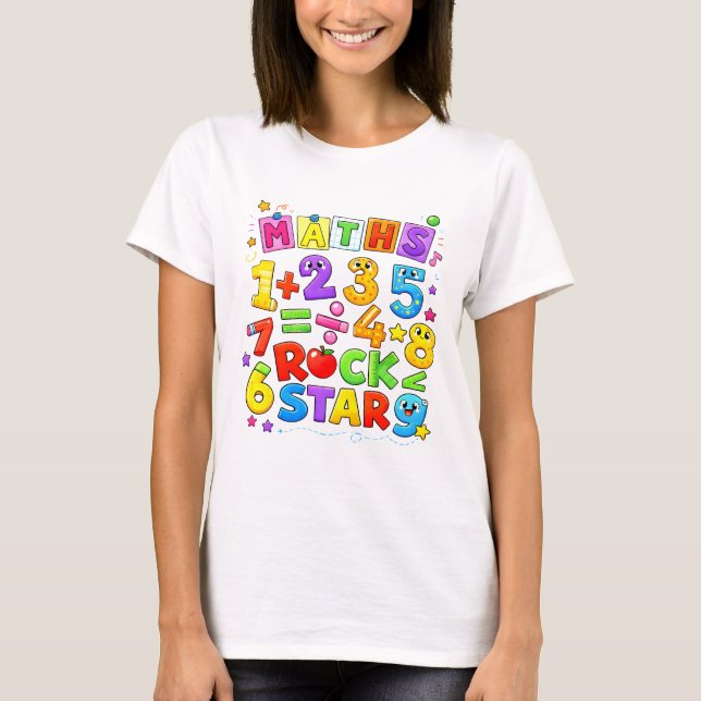 Cute Maths Numbers Rockstar Cartoon T Shirt Kids! (Vorderseite)