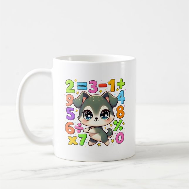 Cute Maths Puppy Numbers Mug for Kids (Gauche)