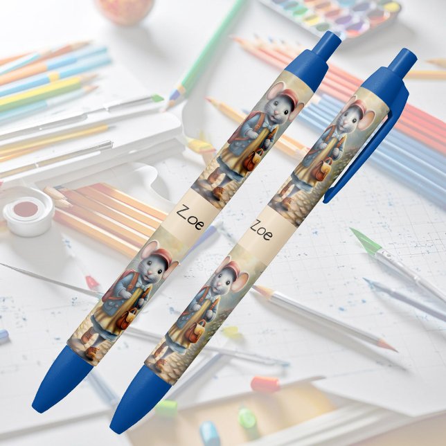 Cute Maus auf dem Weg zur Schule, personalisiert Kugelschreiber (Von Creator hochgeladen)