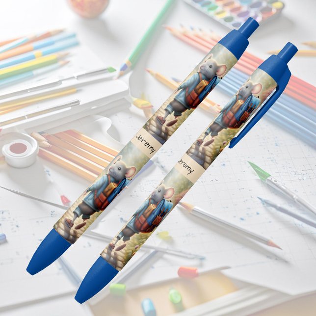 Cute Maus Junge auf dem Weg zur Schule, personalis Kugelschreiber (Von Creator hochgeladen)