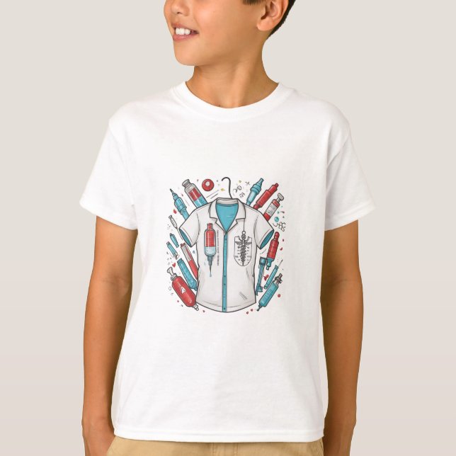 Cute Medical Hero Kids' T-Shirt - Wings & Syringe (Vorderseite)