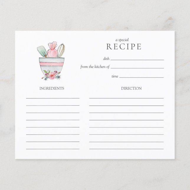 Cute mélange bol avec ustensiles Carte de recettes (Devant)