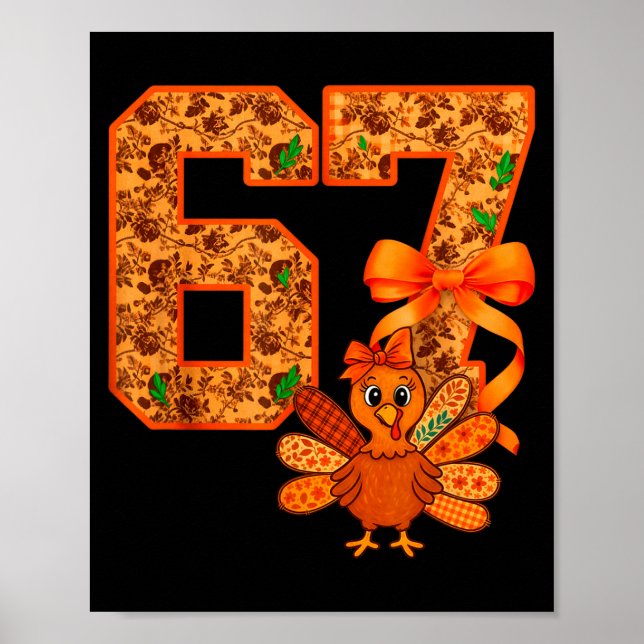 Cute Meme 67 Coquette Bow Turkey Thanksgiving Aest Poster (Vorne)