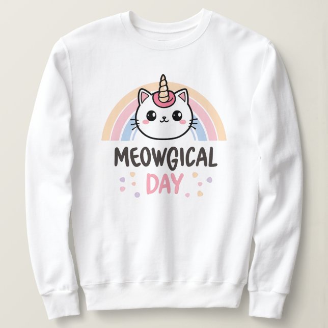 Cute "Meowgical Day" Caticorn Sweatshirt (Design vorne)
