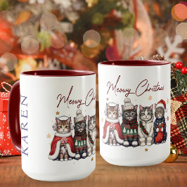 Cute Meowy Christmas Catmas Personalized Cat Mug Tasse