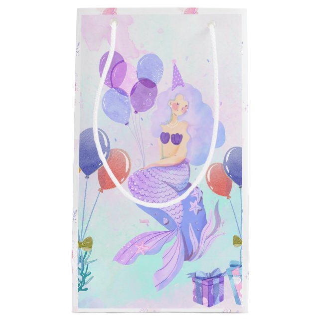 Cute Mermaid Birthday Party Kleine Geschenktüte (Vorderseite)