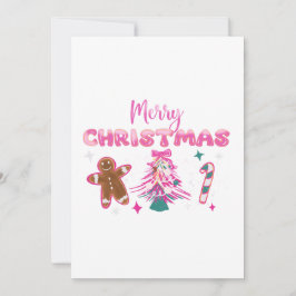 Cute Merry Christmas Gingerbread and Candy Design Einladung