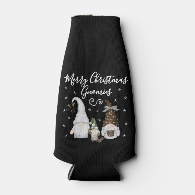 Cute Merry Christmas Gnomies Flaschenkühler (Vorderseite)