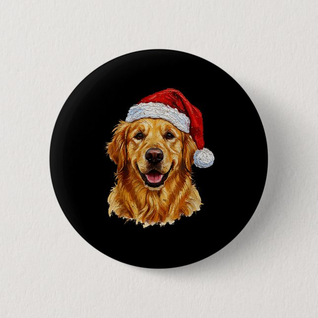 Cute Merry Christmas Golden Retriever Dog Christma Button (Vorderseite)