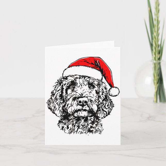 Cute Merry Christmas Goldendoodle Santa Christmas  Karte (Vorderseite)