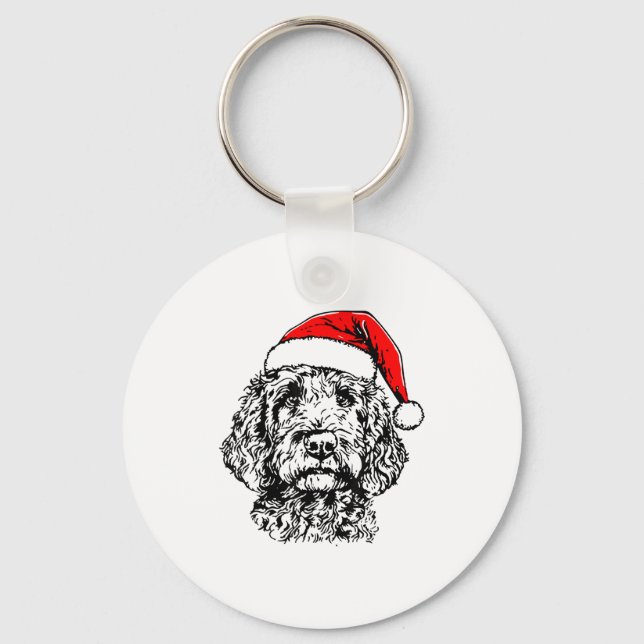 Cute Merry Christmas Goldendoodle Santa Christmas  Schlüsselanhänger (Vorderseite)