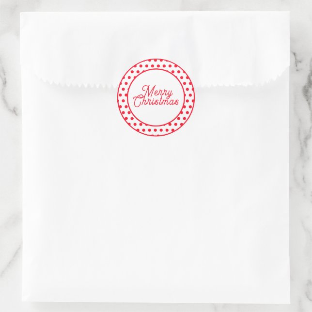 Cute Merry Christmas Red Polka Dots Runder Aufkleber (Tasche)