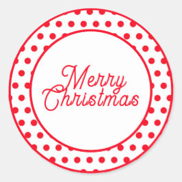 Cute Merry Christmas Red Polka Dots Runder Aufkleber