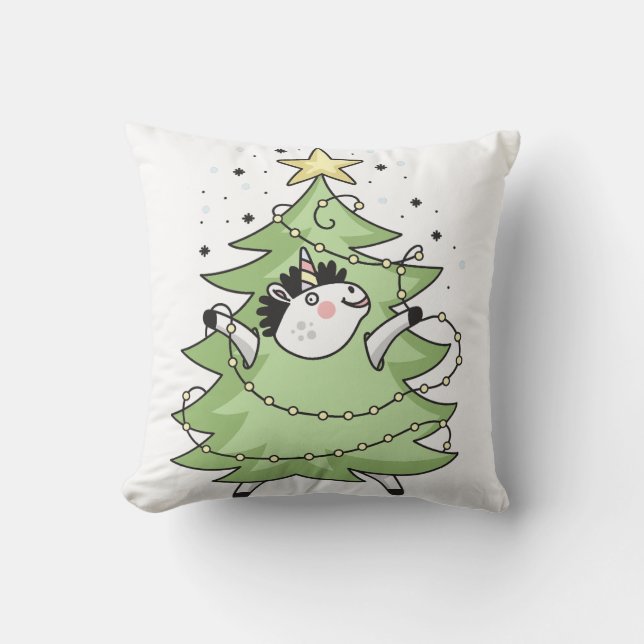 Cute Merry Christmas unicorn Kissen (Vorderseite)