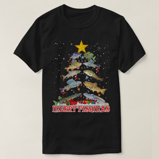 Cute Merry Fishmas For Father Men Grandfather Love T-Shirt (Design vorne)