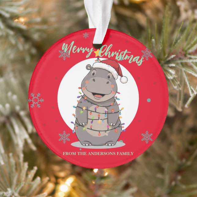 Cute merry Hippo christmas tree zoo safari Xmas  Ornament (Baum)