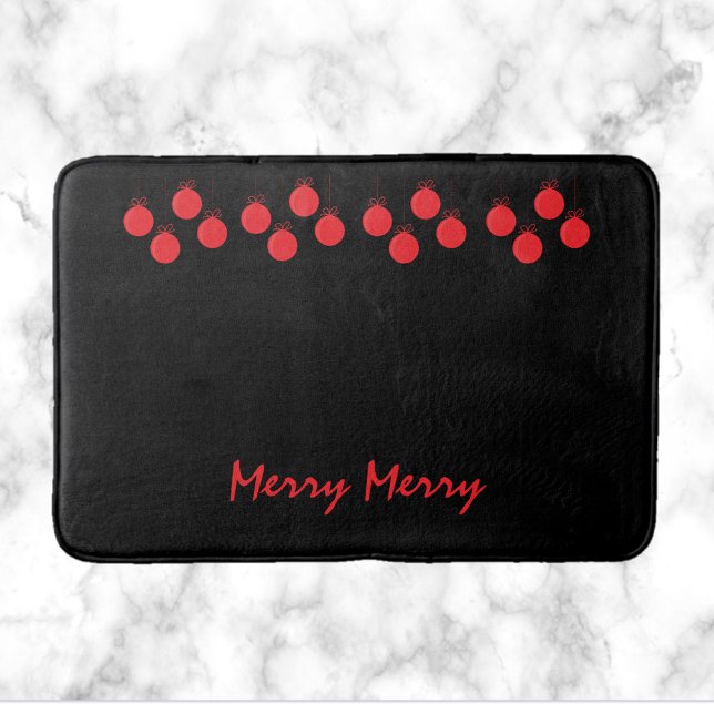 Cute Merry Red Ball Ornaments Christmas Badematte (Von Creator hochgeladen)