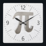Cute metal pi character quadratische wanduhr<br><div class="desc">Cute metal pi character</div>